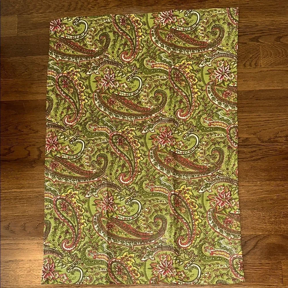 April Cornell Green, Gold, Cream &‎ Red Paisley Print Tea or Kitchen Towel